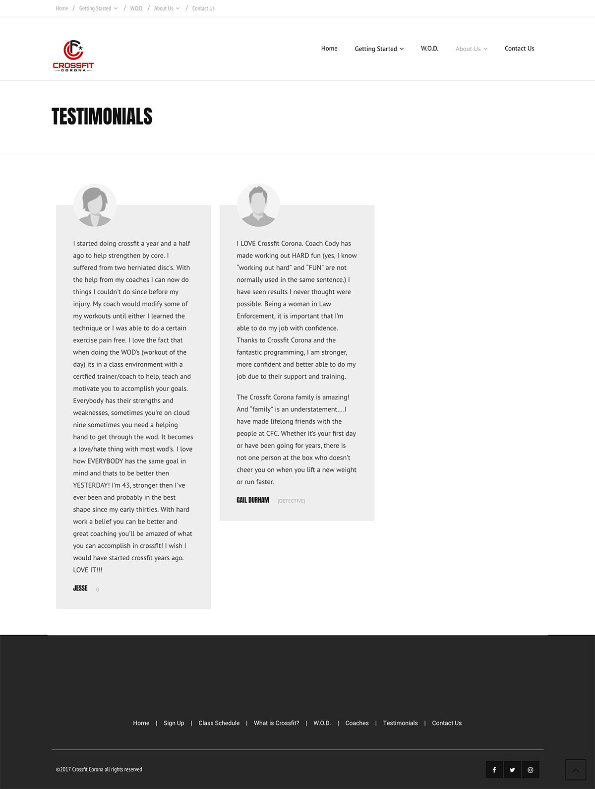 Crossfit Corona Testimonials Page