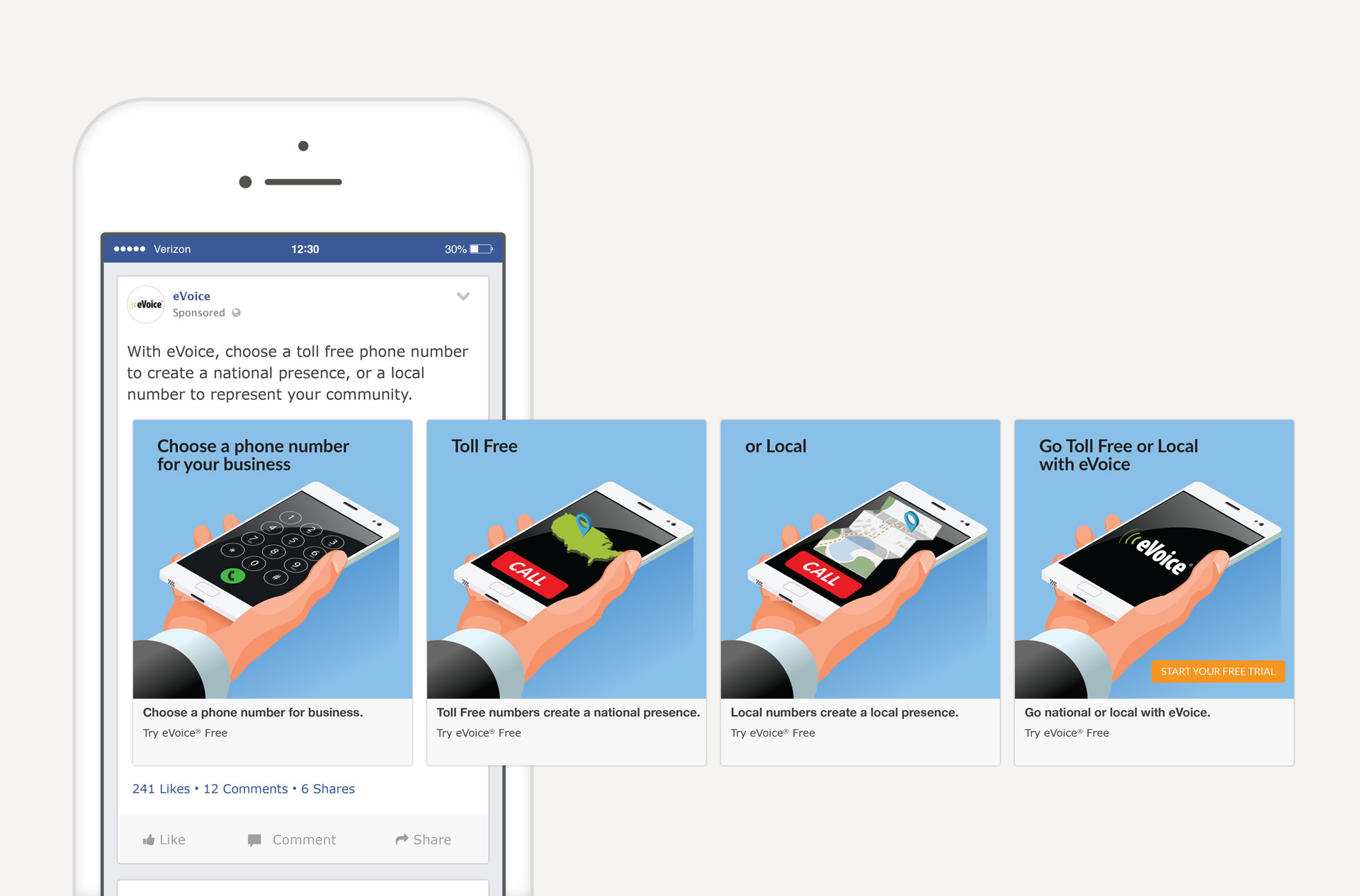 eVoice Pick Your Phone Number FB Carousel Ad Layout
