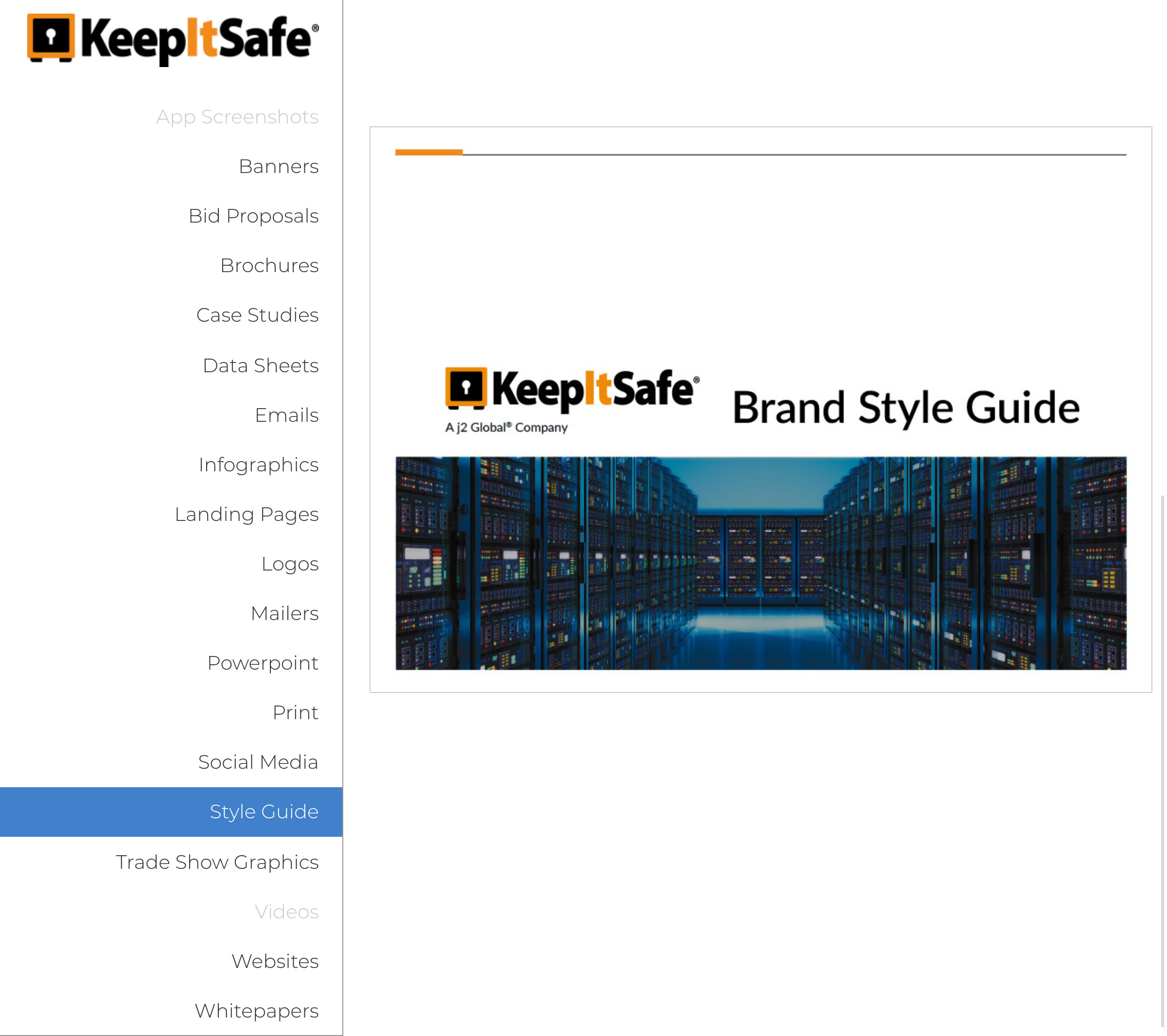 J2 Global Creative Hub KIS Style Guide Page